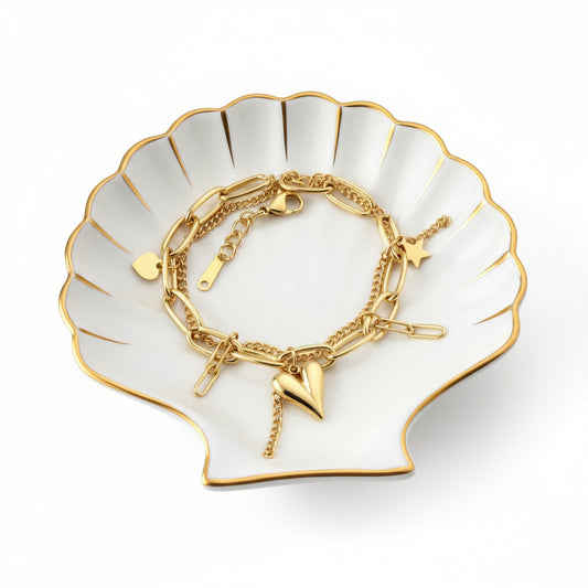 Feyre 18k gold plated stainless steel charm bracelet