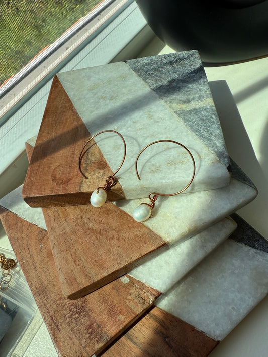 Perle Handcrafted Copper & Freshwater Pearl Earrings