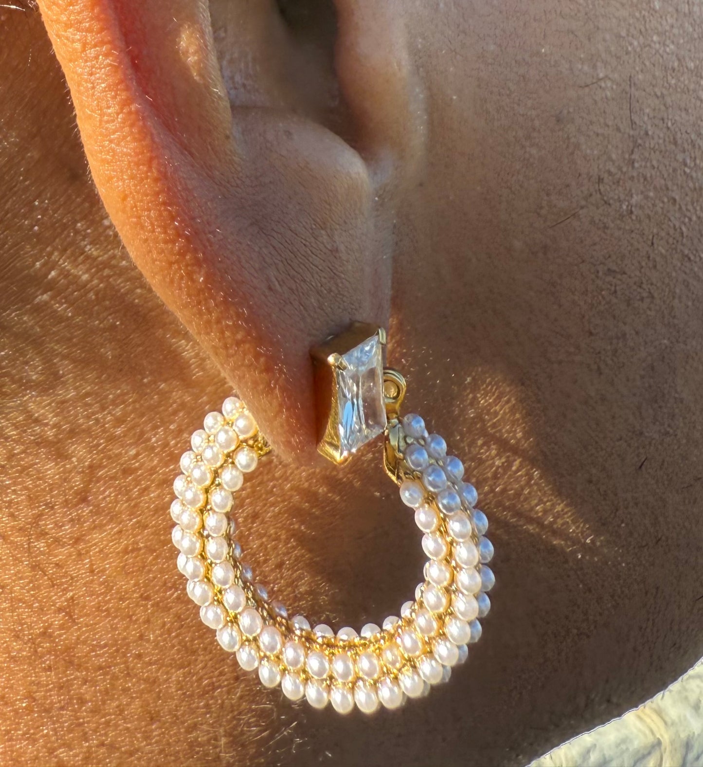 Mae Pearl 18k Gold plated stainless steel hoop earrings