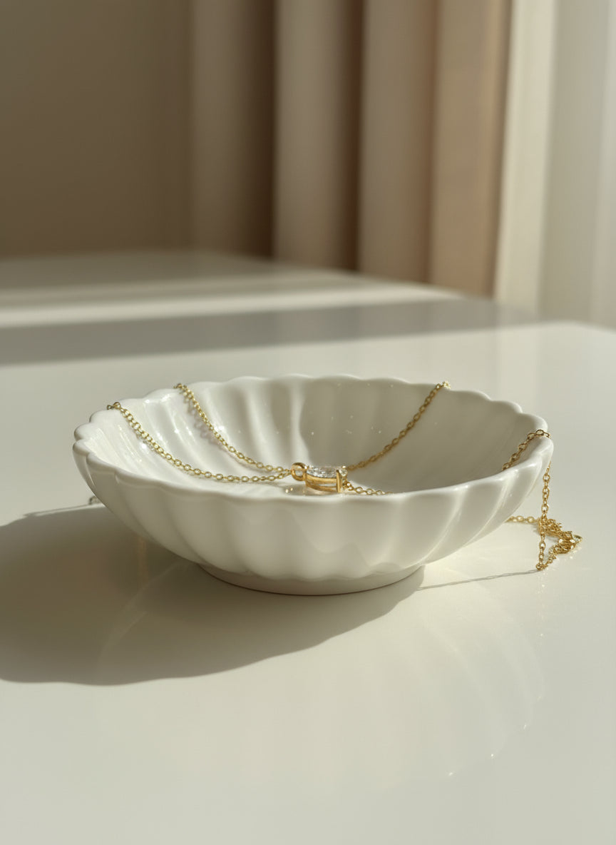 Teardrop White Zirconium Necklace – 18K Gold Plated Stainless Steel