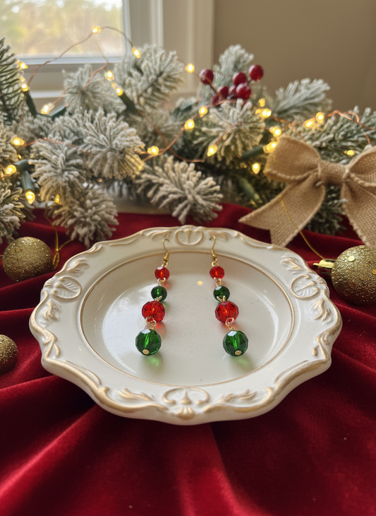 Jolly Holly Christmas Earrings – Handcrafted Holiday Joy