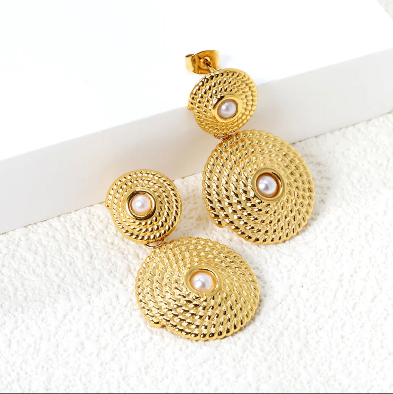 Adriata Earrings – 18K Gold Plated with White Pearls