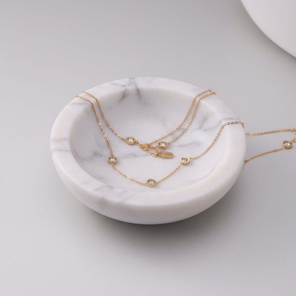 Diana Necklace – Round Pendant with Mixed Diamonds | Will and Mae