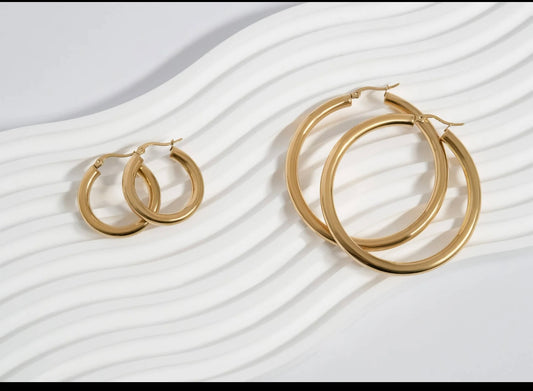 Milan mini 18K Gold PVD Stainless Steel Chunky Hoop Earrings (30mm) – Classic Minimalist Hoops