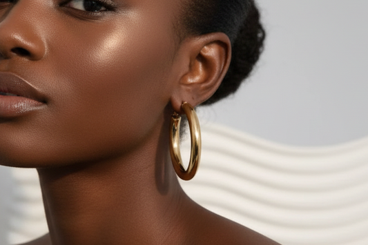Milan Statement 18K Gold PVD Stainless Steel Chunky Hoop Earrings (60mm) β Bold Classic Hoops