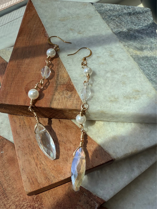 Feyre Starfall Earrings – Pearl & Crystal Inspired Design Limited Edition