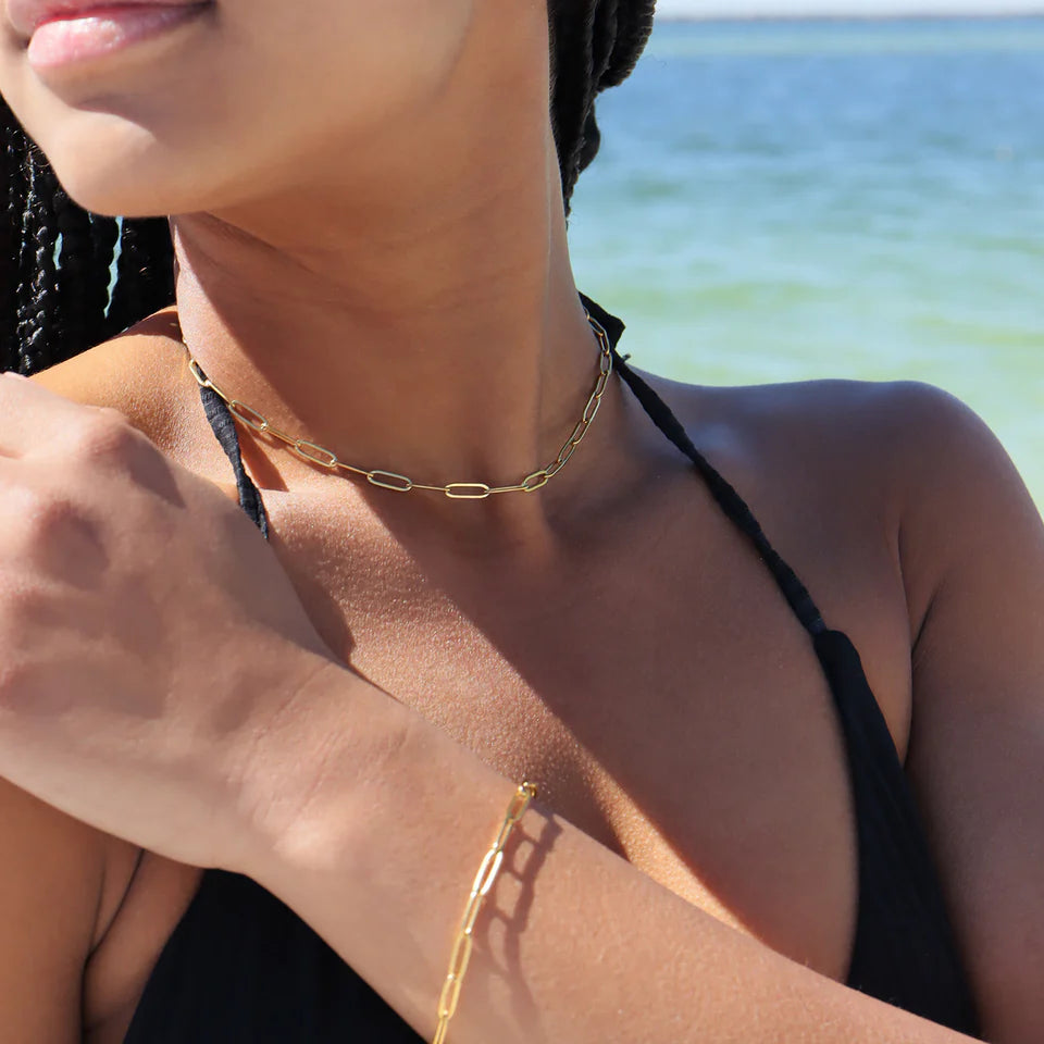 Jayla 18K Gold PVD Stainless Steel Paperclip chain Bracelet