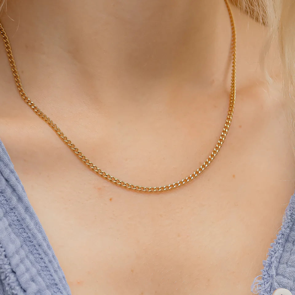 Ella 18K Gold PVD Stainless Steel Diamond Cut Curb Chain Necklace