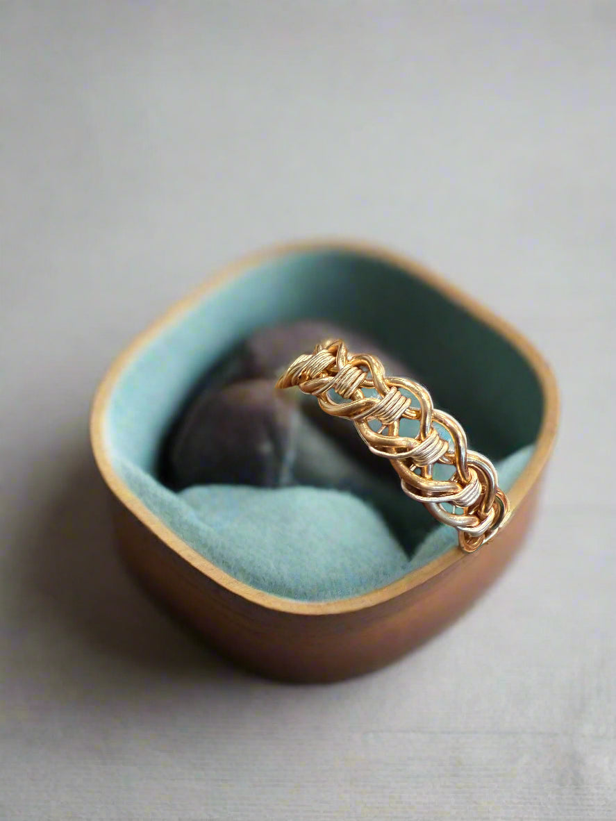 Braided Band Ring – Gold Handwoven Stackable Ring
