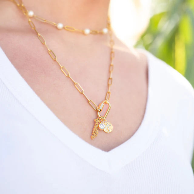 Faith Charm Paperclip Necklace