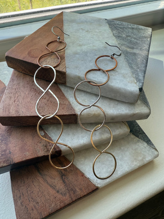 New Beginnings Statement Earrings – Mixed Metal Triple 8 Design