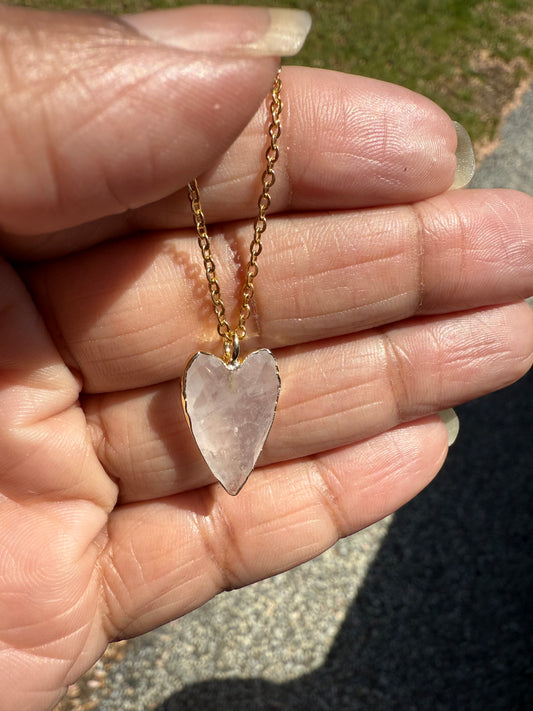 Rock Crystal Quartz Heart Pendant