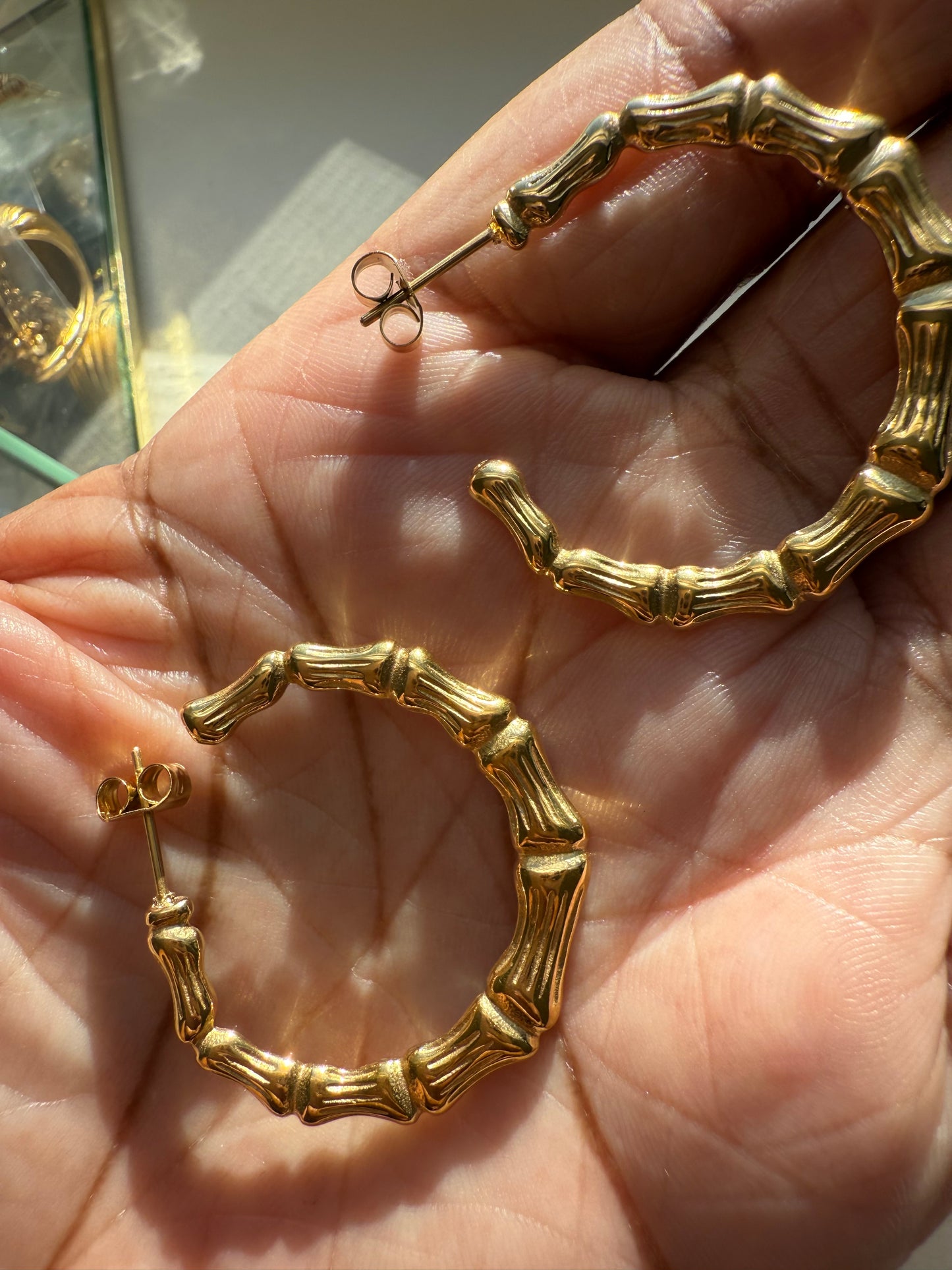 Danika Earrings – 18K Gold Plated Bamboo Hoops