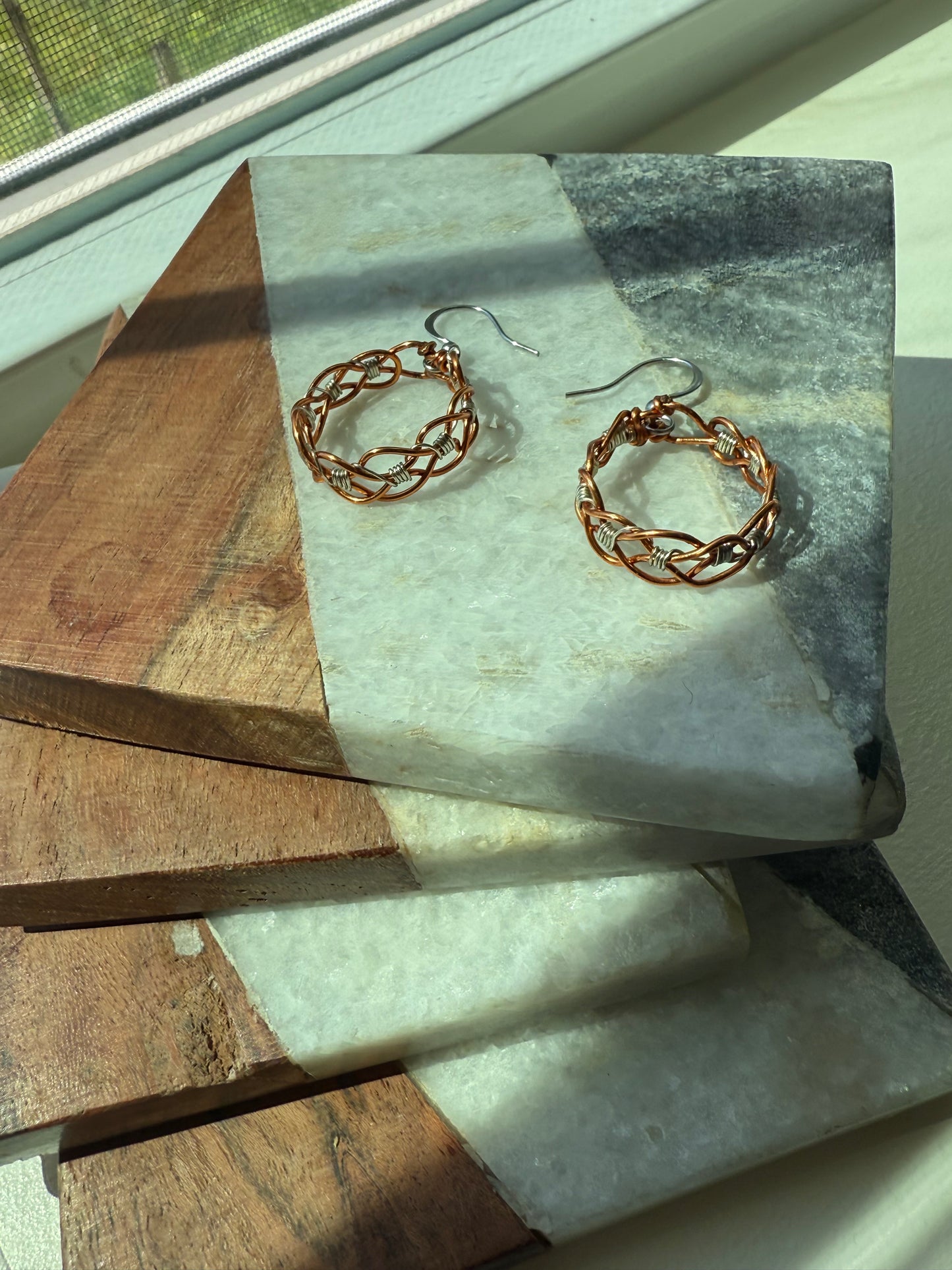 Nidea Braided hoop dangle earrings