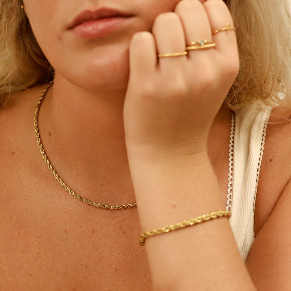 Carrie 18K Gold PVD Stainless Steel Rope Chain Necklace