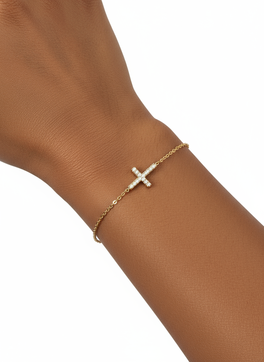 John 3:16 Cross Bracelet – 18K Gold Plated Stainless Steel