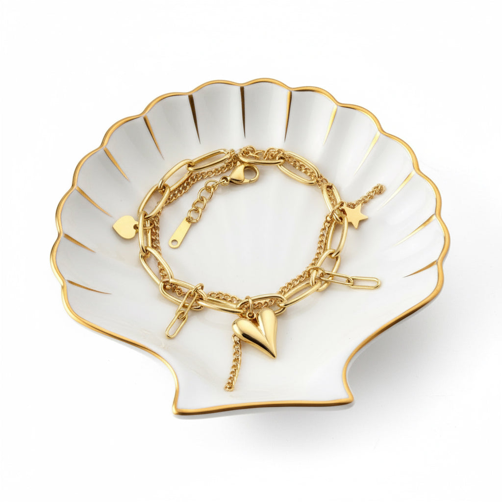 Feyre 18k gold plated stainless steel charm bracelet