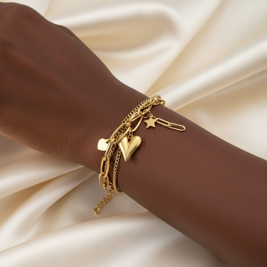 Feyre 18k gold plated stainless steel charm bracelet