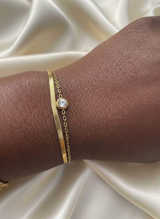 Diana Double Chain Bracelet – 18K Gold Plated Stainless Steel