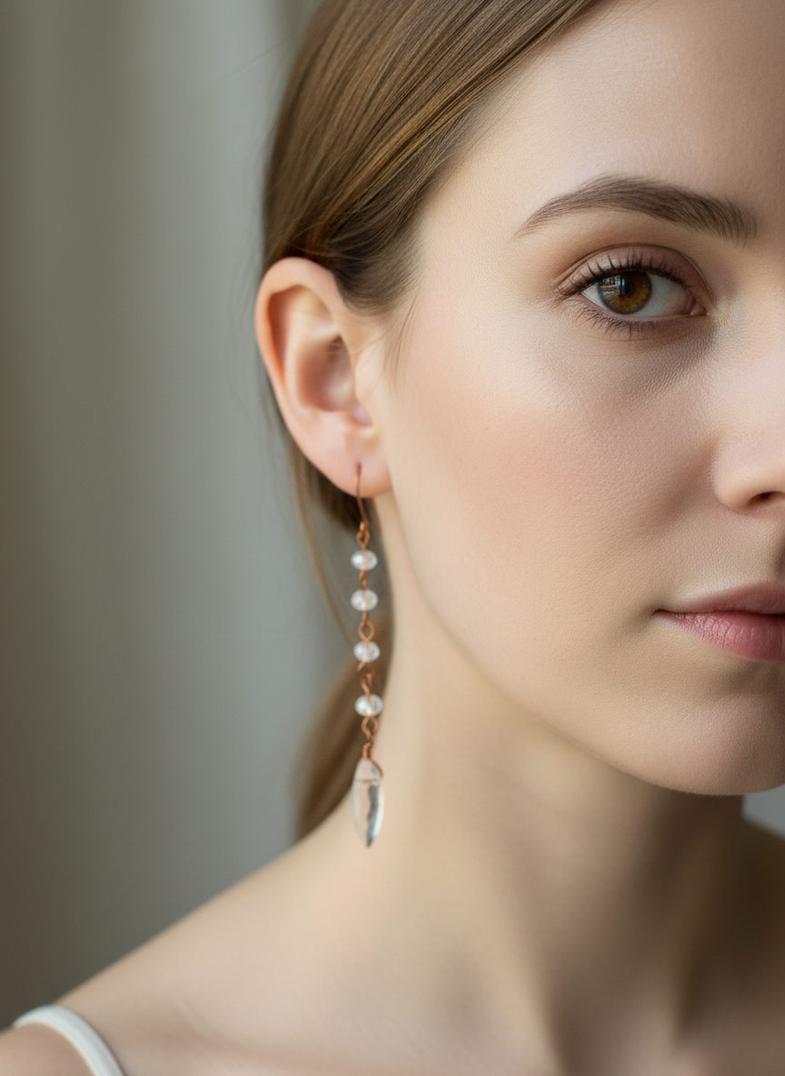 Lady of Autumn Earrings – Handcrafted Copper & Crystal