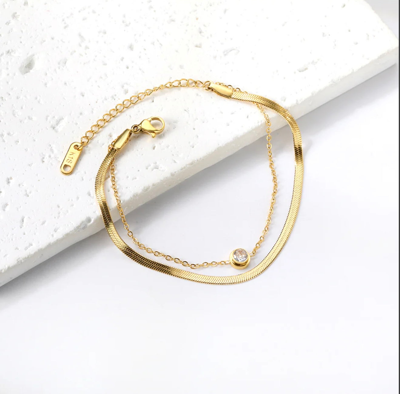 Diana Double Chain Bracelet – 18K Gold Plated Stainless Steel
