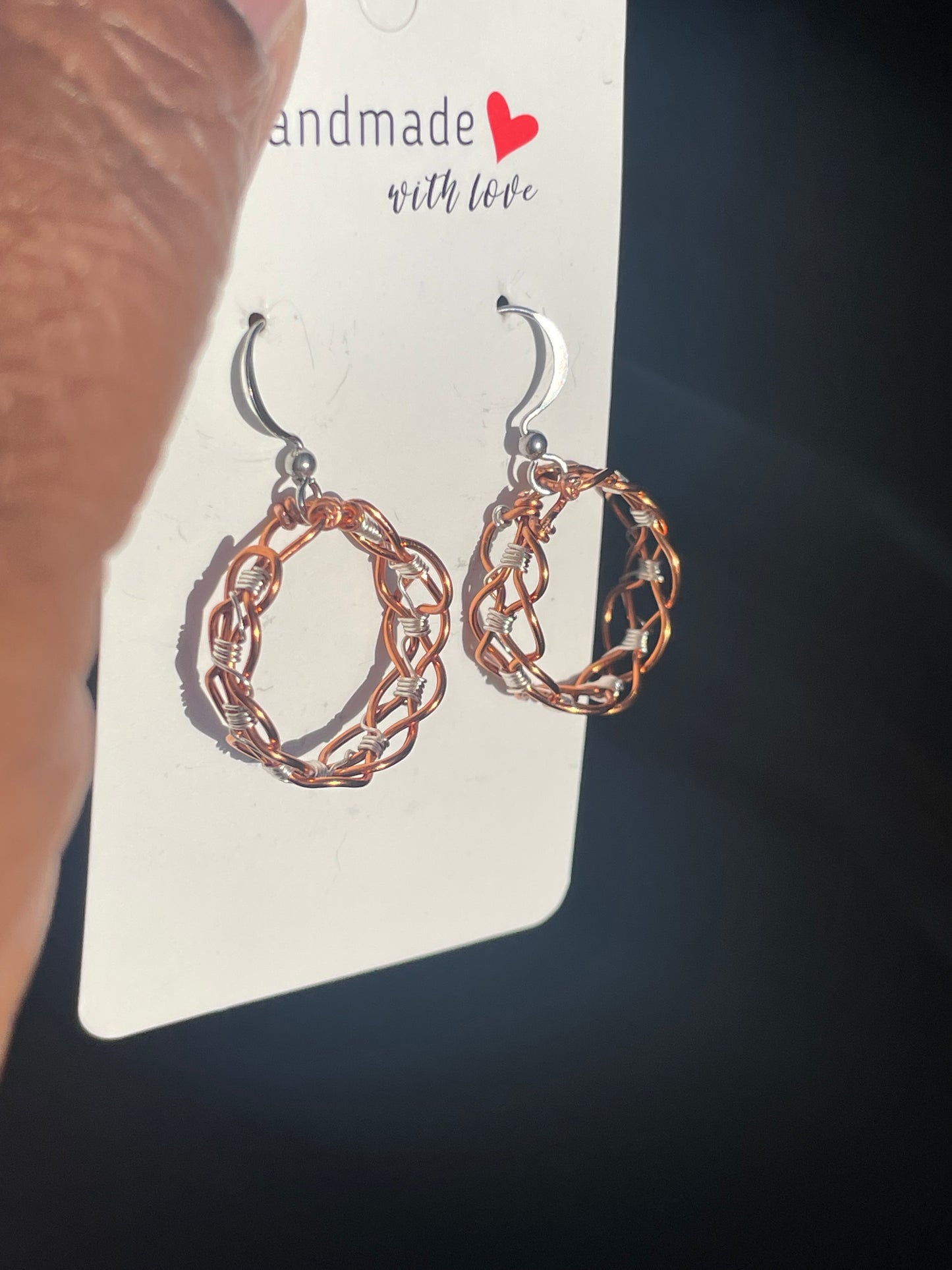 Braided band hoop dangle earrings