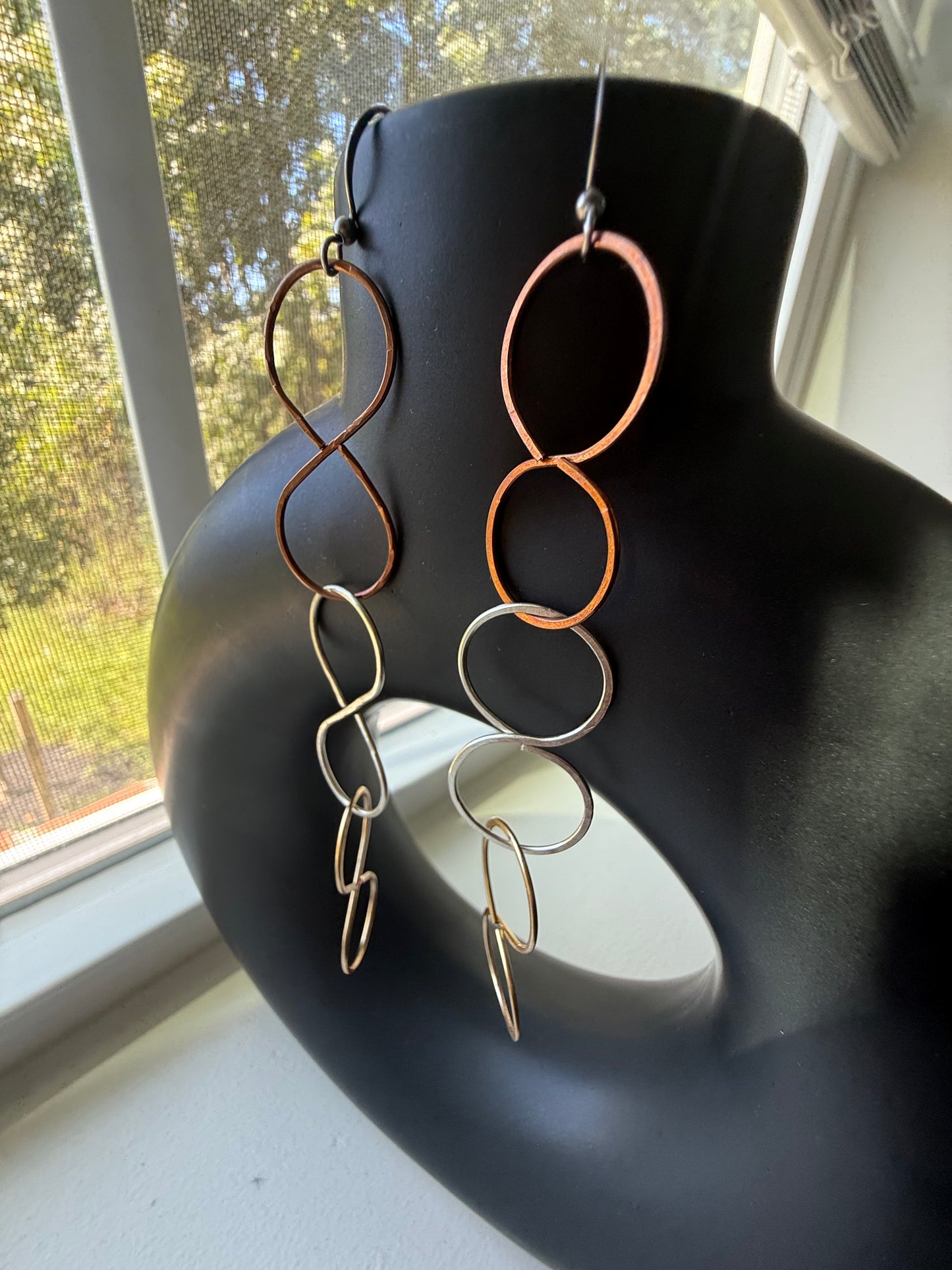 New Beginnings Statement Earrings – Mixed Metal Triple 8 Design