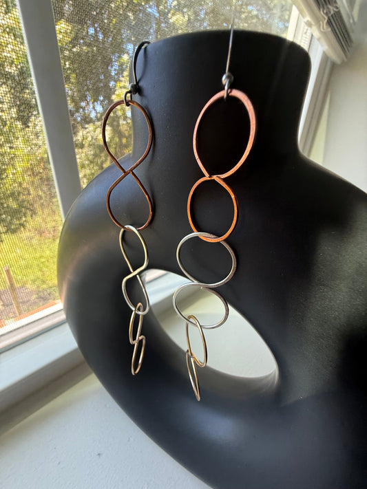 New Beginnings Statement Earrings – Mixed Metal Triple 8 Design