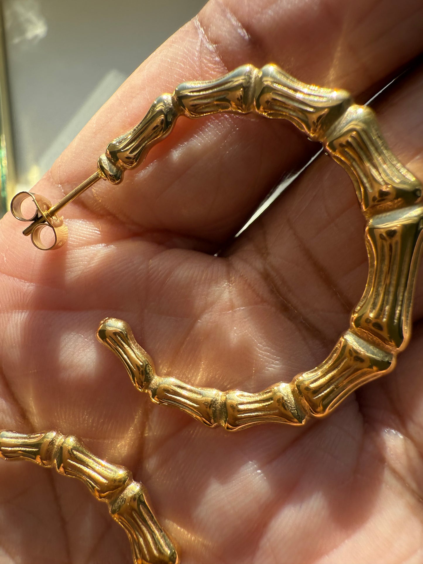 Danika Earrings – 18K Gold Plated Bamboo Hoops