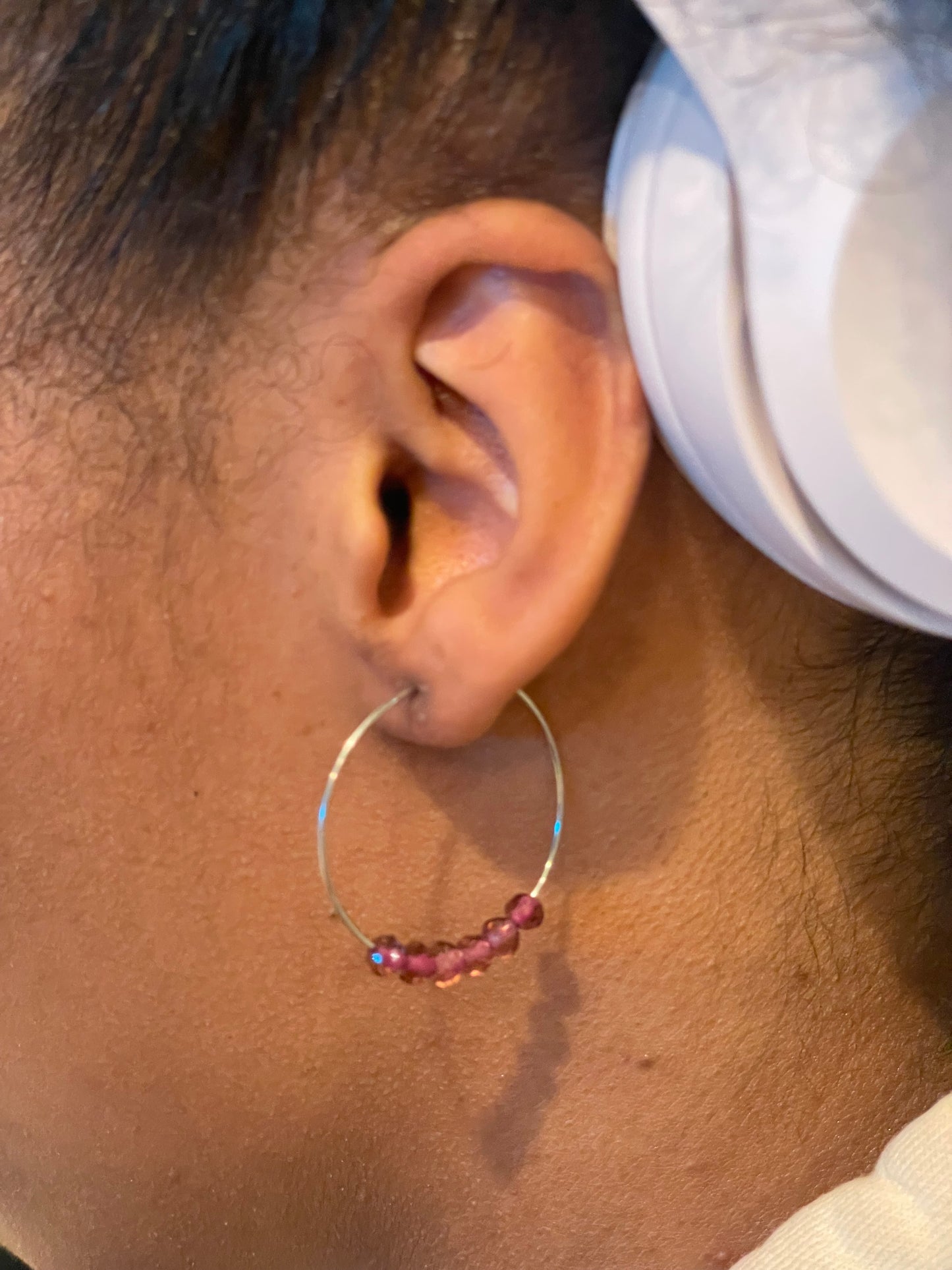 Beaded dainty hoops