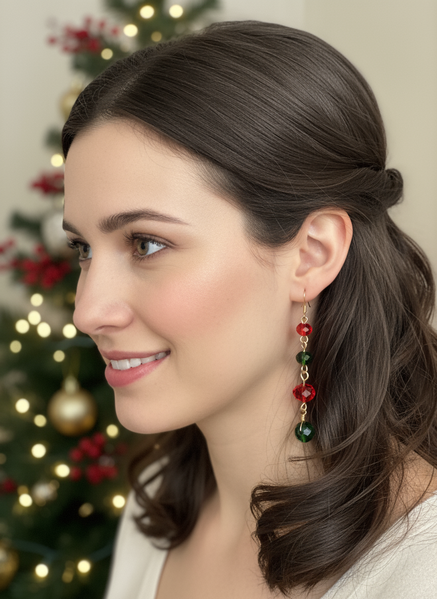 Jolly Holly  Christmas Earrings – Handcrafted Holiday Joy