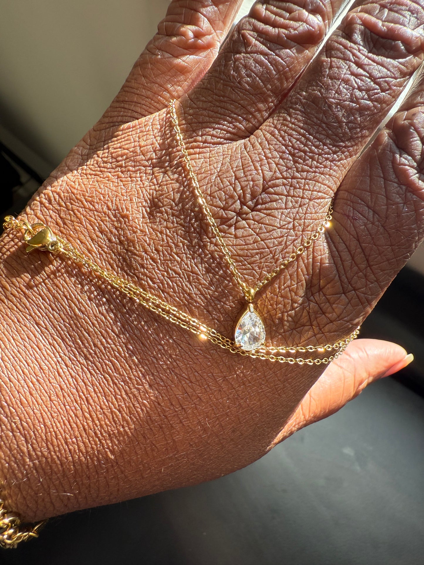 Teardrop White Zirconium Necklace – 18K Gold Plated Stainless Steel
