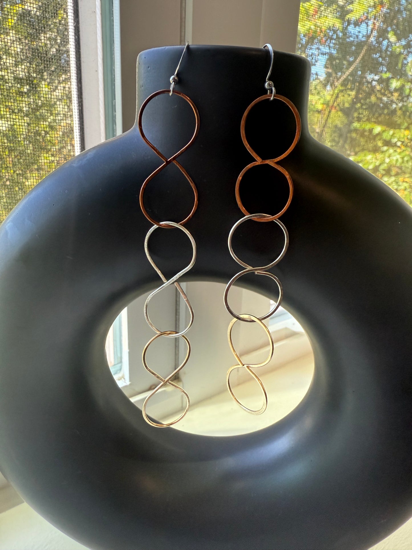 New Beginnings Statement Earrings – Mixed Metal Triple 8 Design