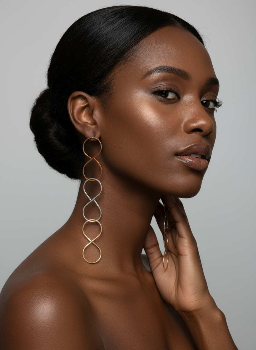 New Beginnings Statement Earrings – Mixed Metal Triple 8 Design