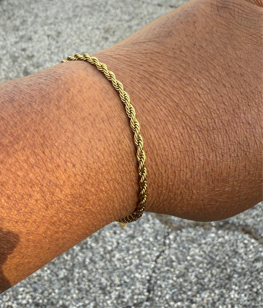 Carrie 3mm 18K Gold PVD Stainless Steel Rope Chain Bracelet/Anklet