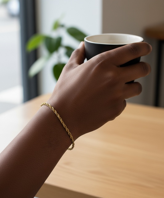 Carrie 3mm 18K Gold PVD Stainless Steel Rope Chain Bracelet/Anklet