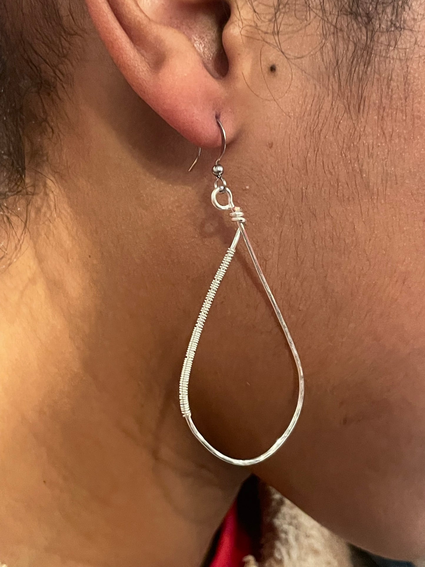 Oval half wrapped earrings