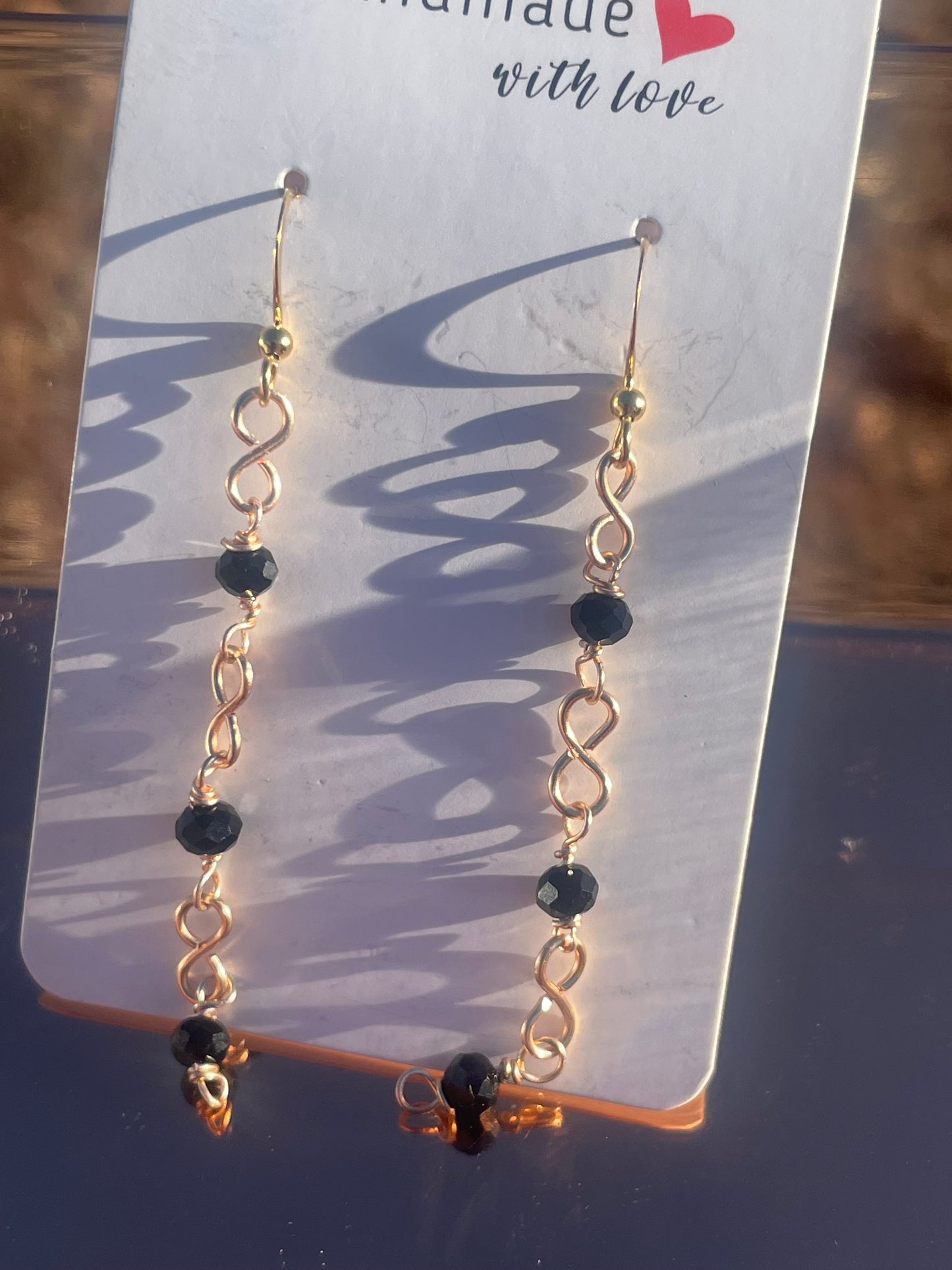 Infinity link beaded dangle earrings