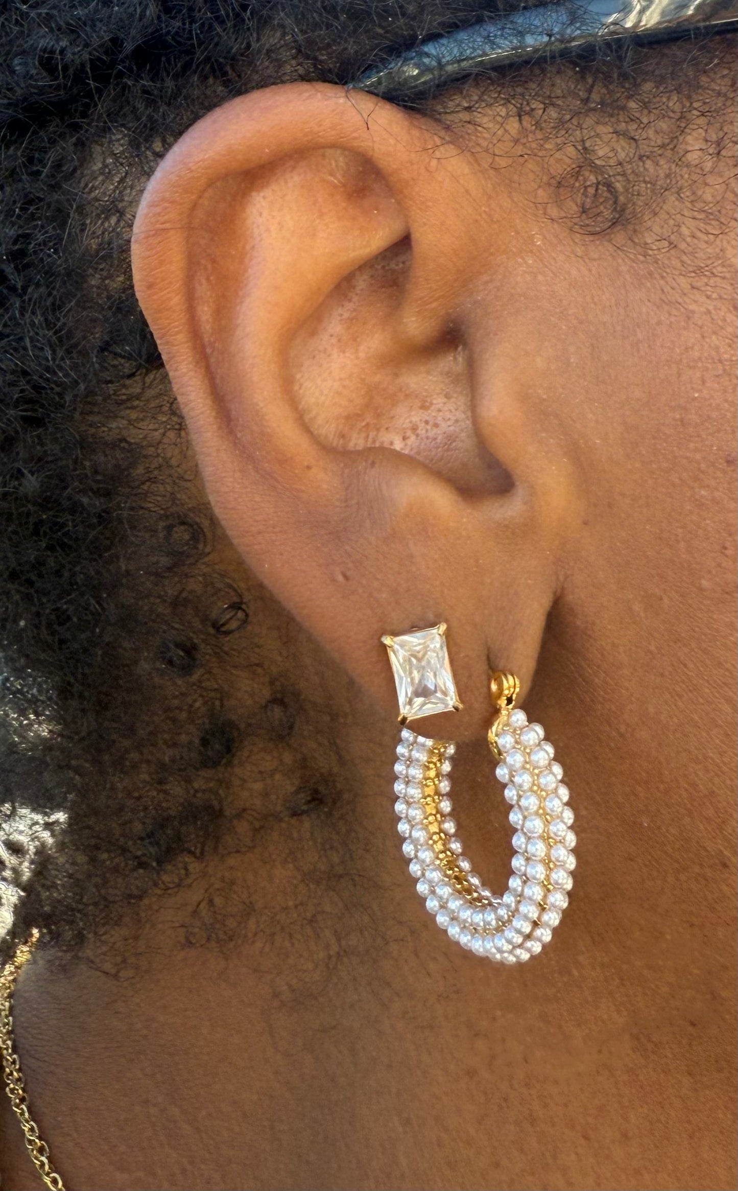 Clarity Earrings – Rectangle White Zircon Studs 18k gold plated stainless steel