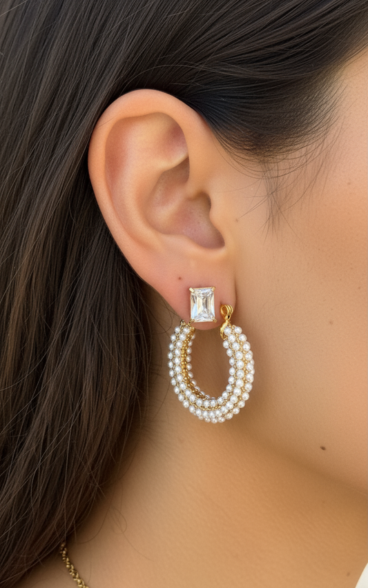 Mae Pearl 18k Gold plated stainless steel hoop earrings