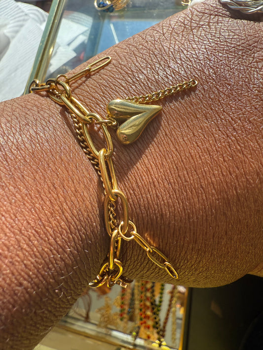 Feyre 18k gold plated stainless steel charm bracelet