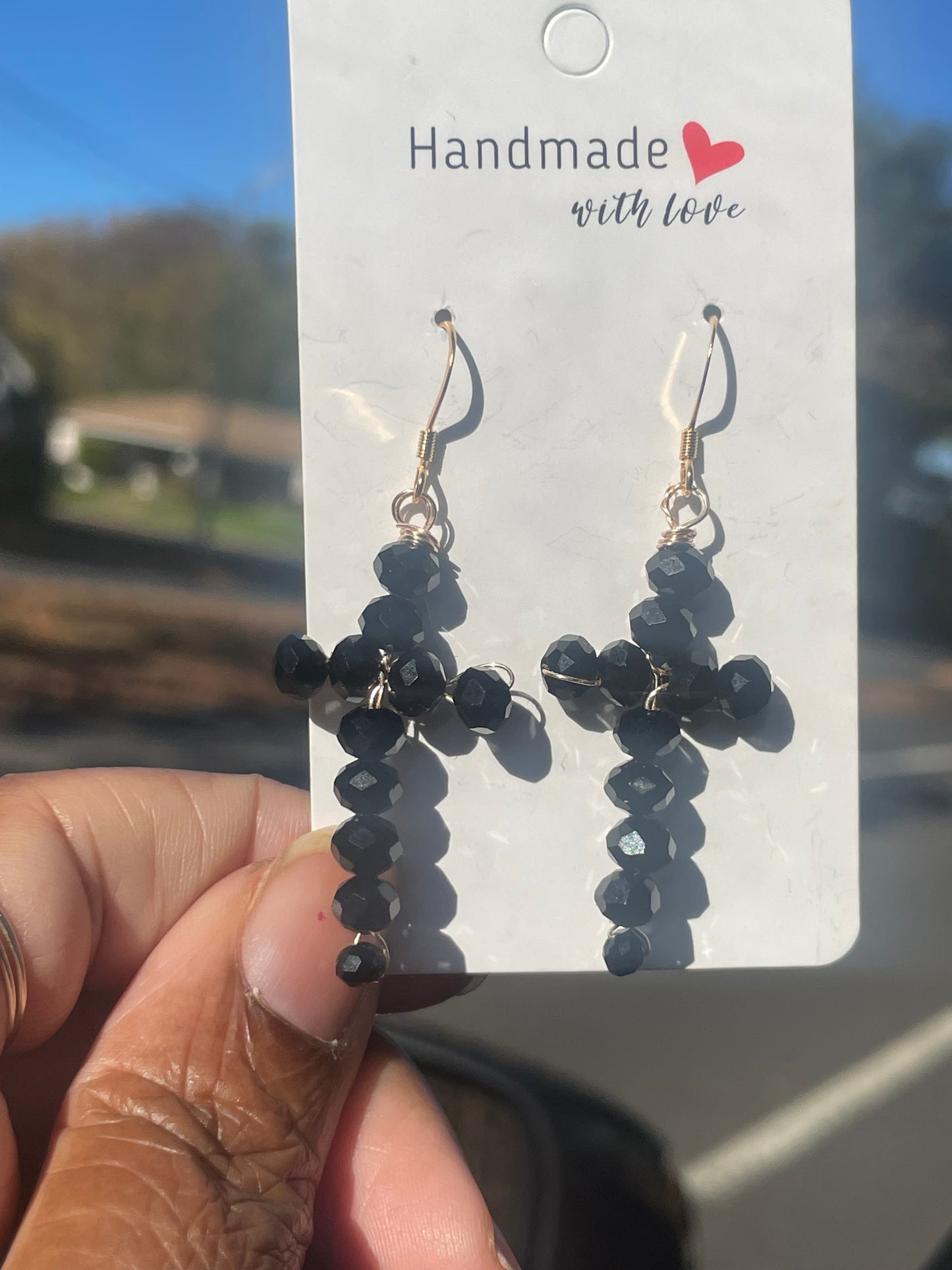 Cross Beaded mini Dangle earrings