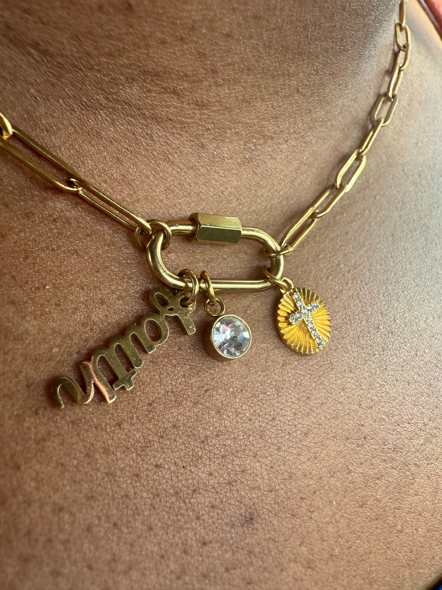 Faith Charm Paperclip Necklace