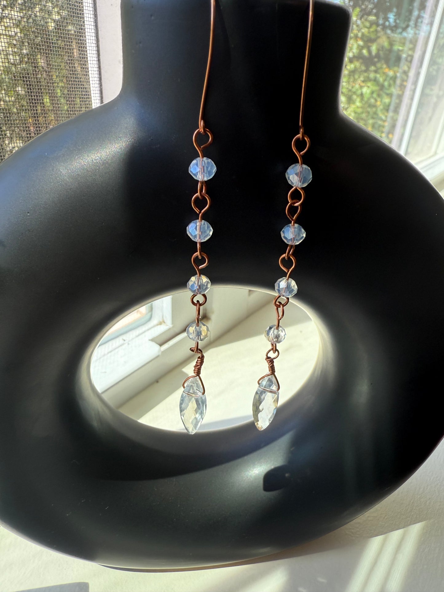 Autumn Handcrafted bare copper and crystal earrings