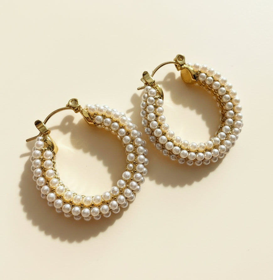 Mae Pearl 18k Gold plated stainless steel hoop earrings