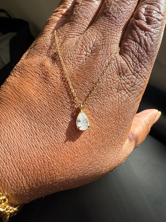 Teardrop White Zirconium Necklace – 18K Gold Plated Stainless Steel