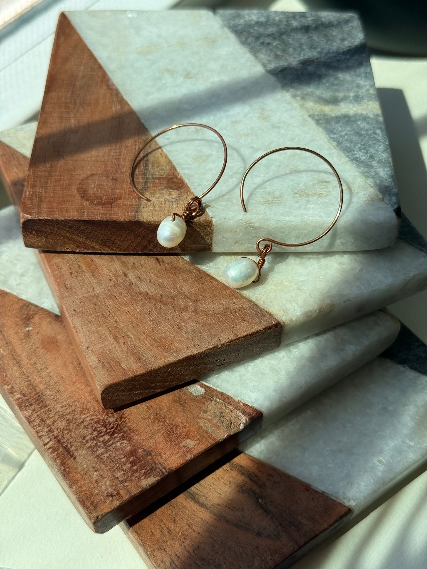 Perle Handcrafted Copper & Freshwater Pearl Earrings