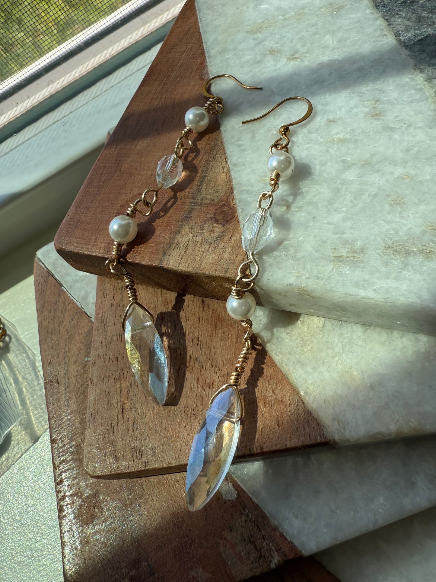 Feyre Starfall Earrings – Pearl & Crystal Inspired Design Limited Edition