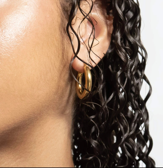 Milan mini 18K Gold PVD Stainless Steel Chunky Hoop Earrings (30mm) – Classic Minimalist Hoops