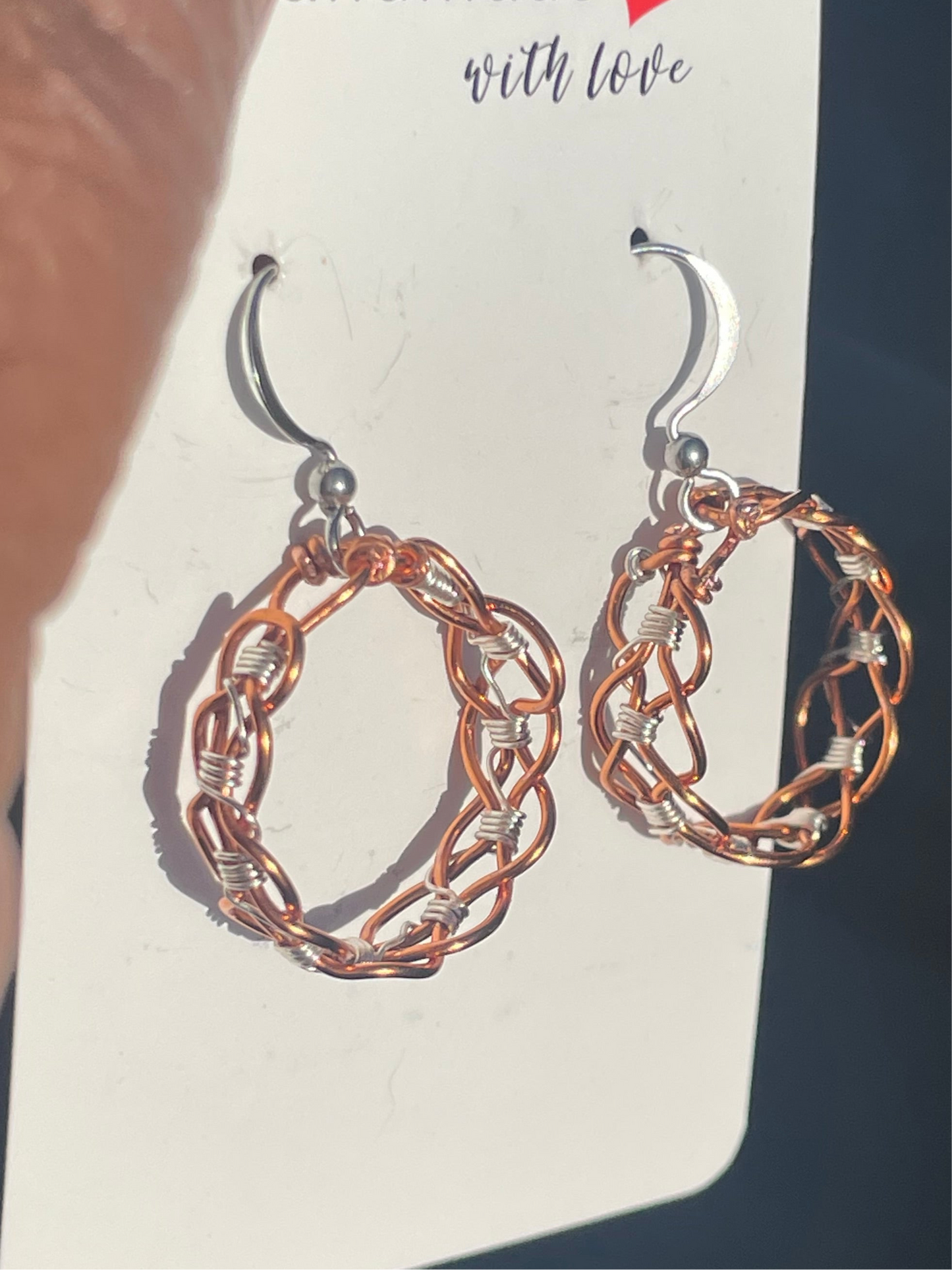 Braided band hoop dangle earrings